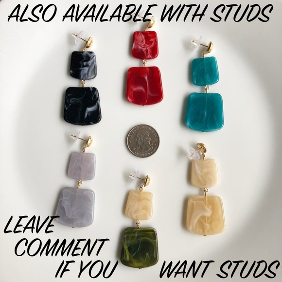 NEW "Temple" Acrylic Square Earrings (blue) - Picture 7 of 8